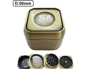 Grinder SA Pro Gold 50mm Square - Super Vape Store