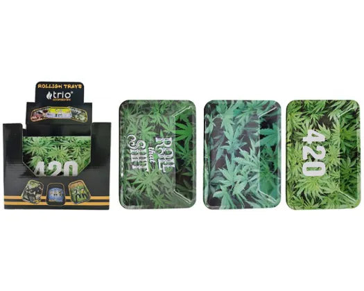 Small Rolling Tray Mixed Leaf Design 18cm X 12.5cm 6/120 - Super Vape Store