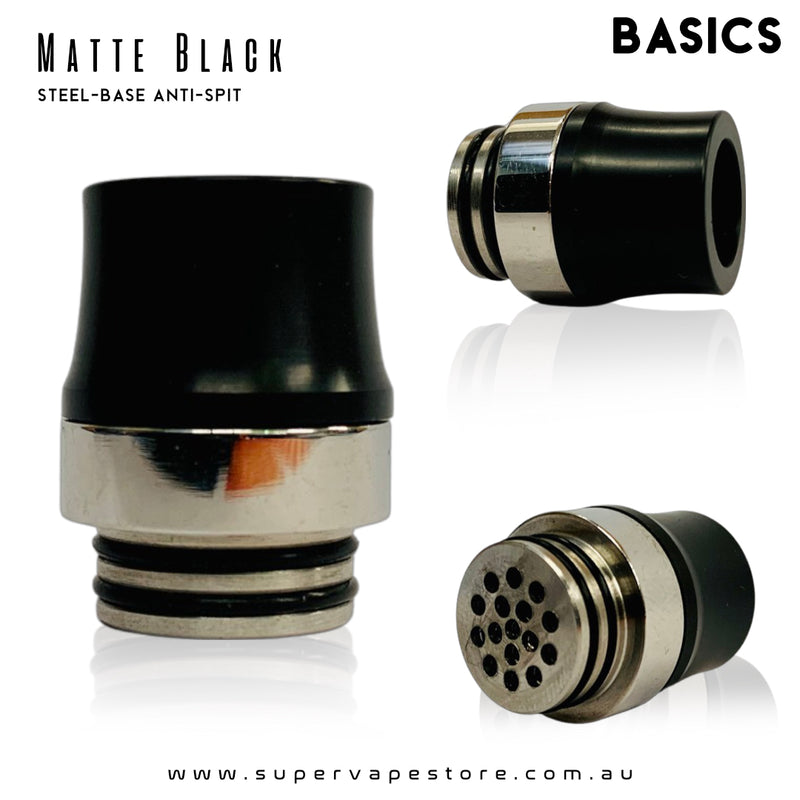 810 Drip Tips - Basics - Matte Black - Steel-Base Anti-Spit - Super Vape Store